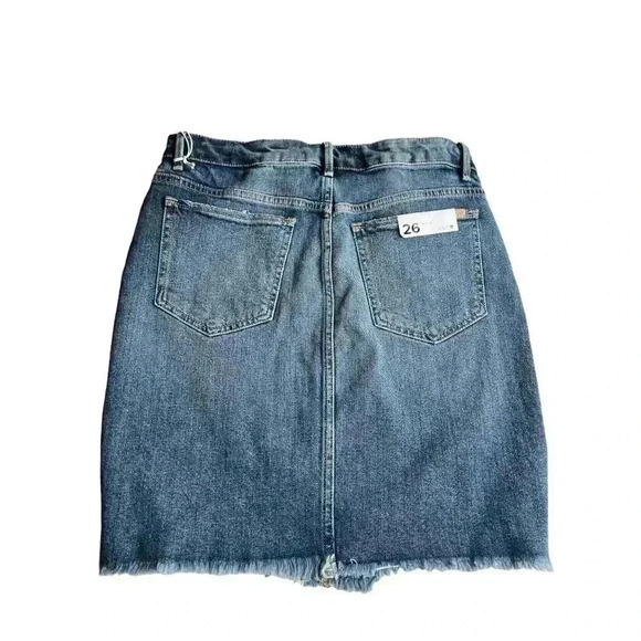 JOE’S SKYLER FRAYED STRETCHED DENIM MINI SKIRT•SIZE 26•MEDIUM DENIM DISTRESSED• - Picture 11 of 11